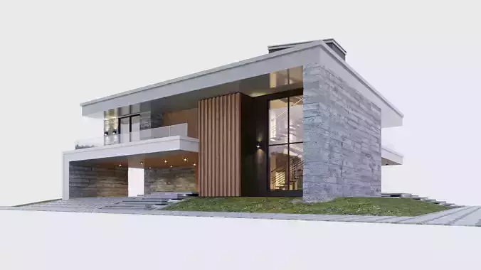 Modern two storey villa 3D model