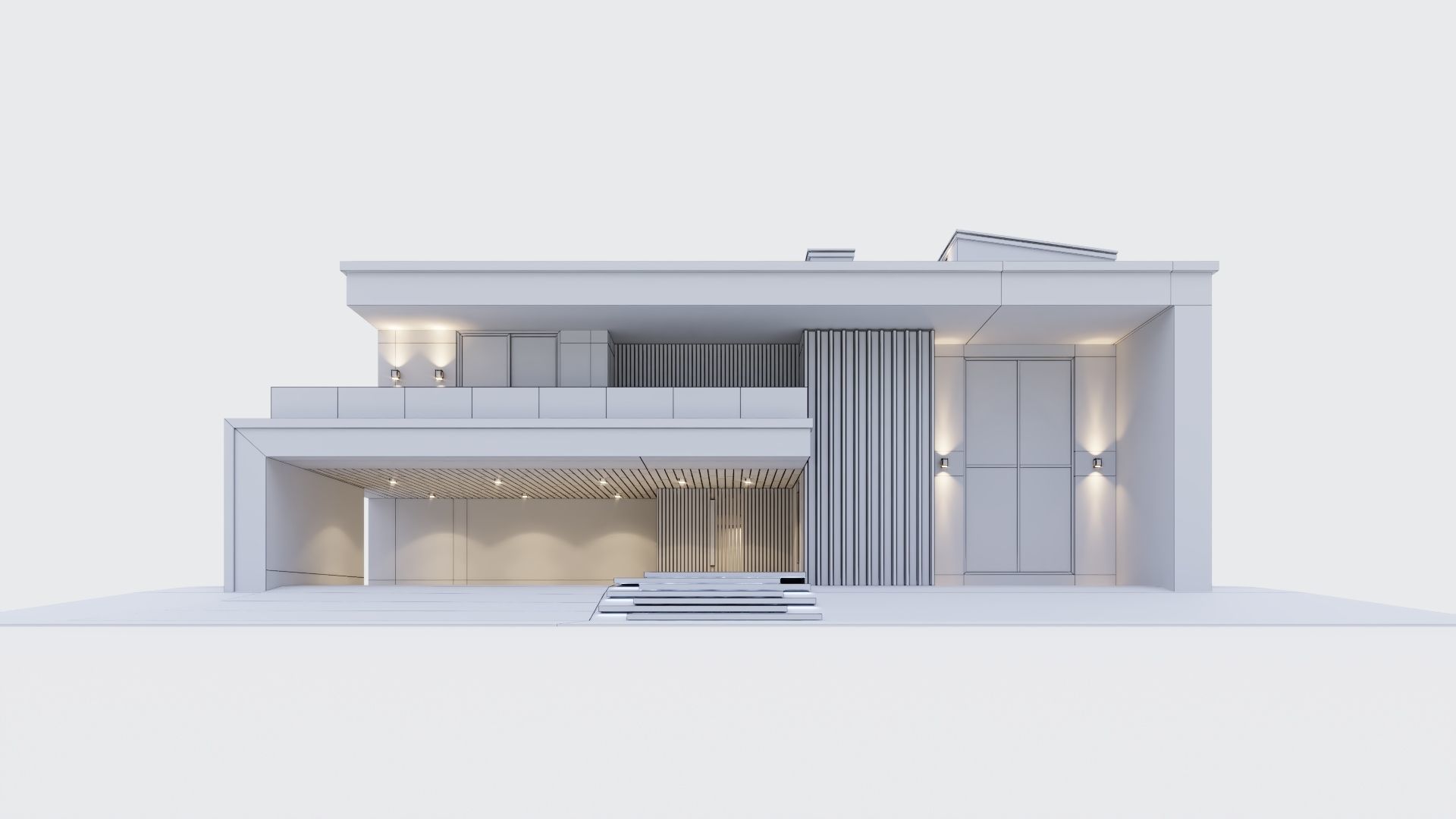 Modern two storey villa 3D model_12