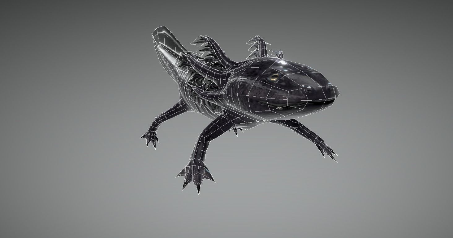 Low poly Axolotl Salamander Low-poly 3D model_3