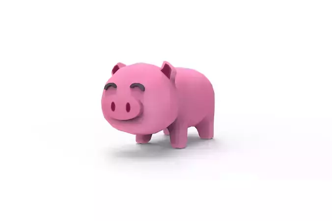 Pig - cartoon style Low-poly 3D model