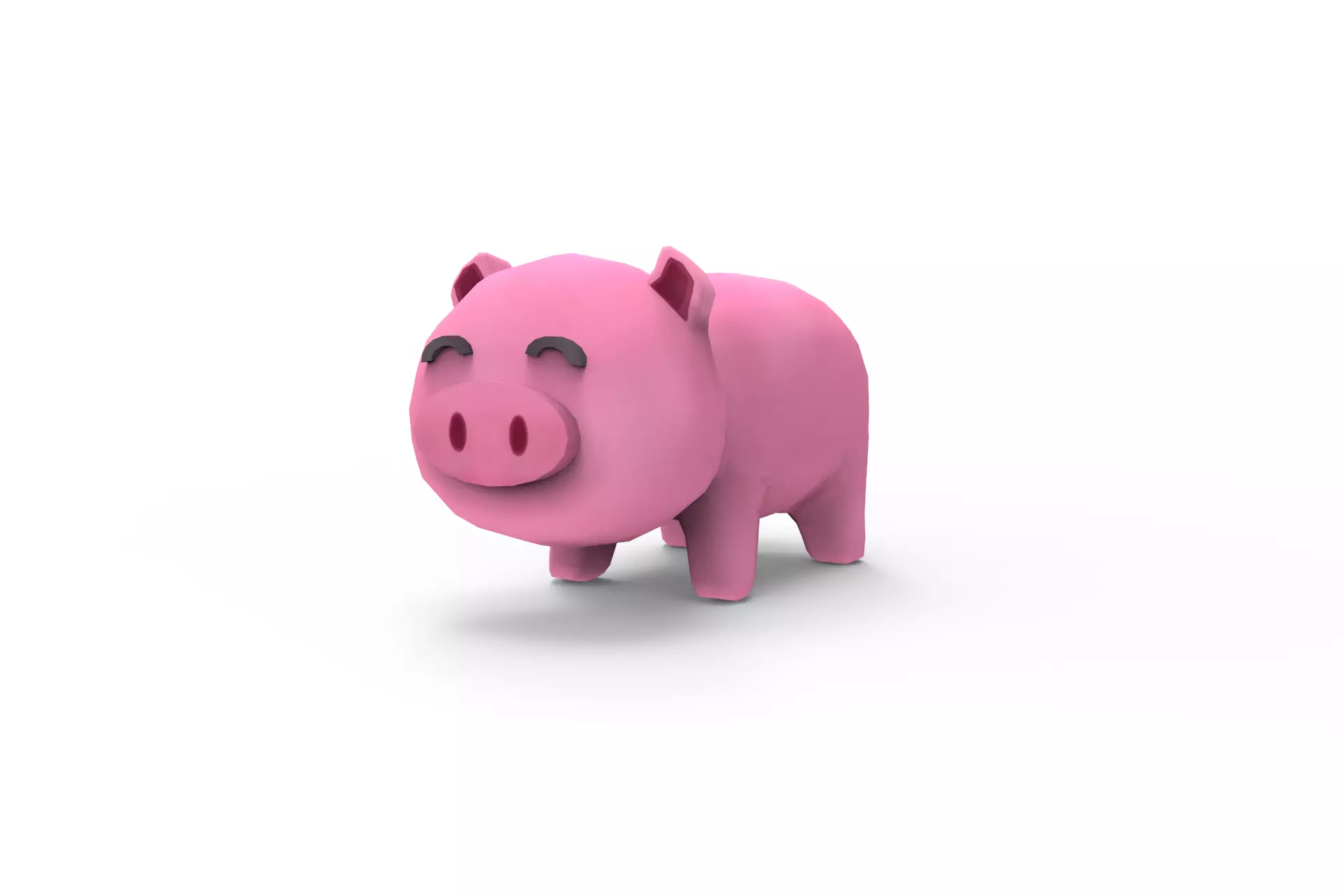 Pig - cartoon style Low-poly 3D model_0