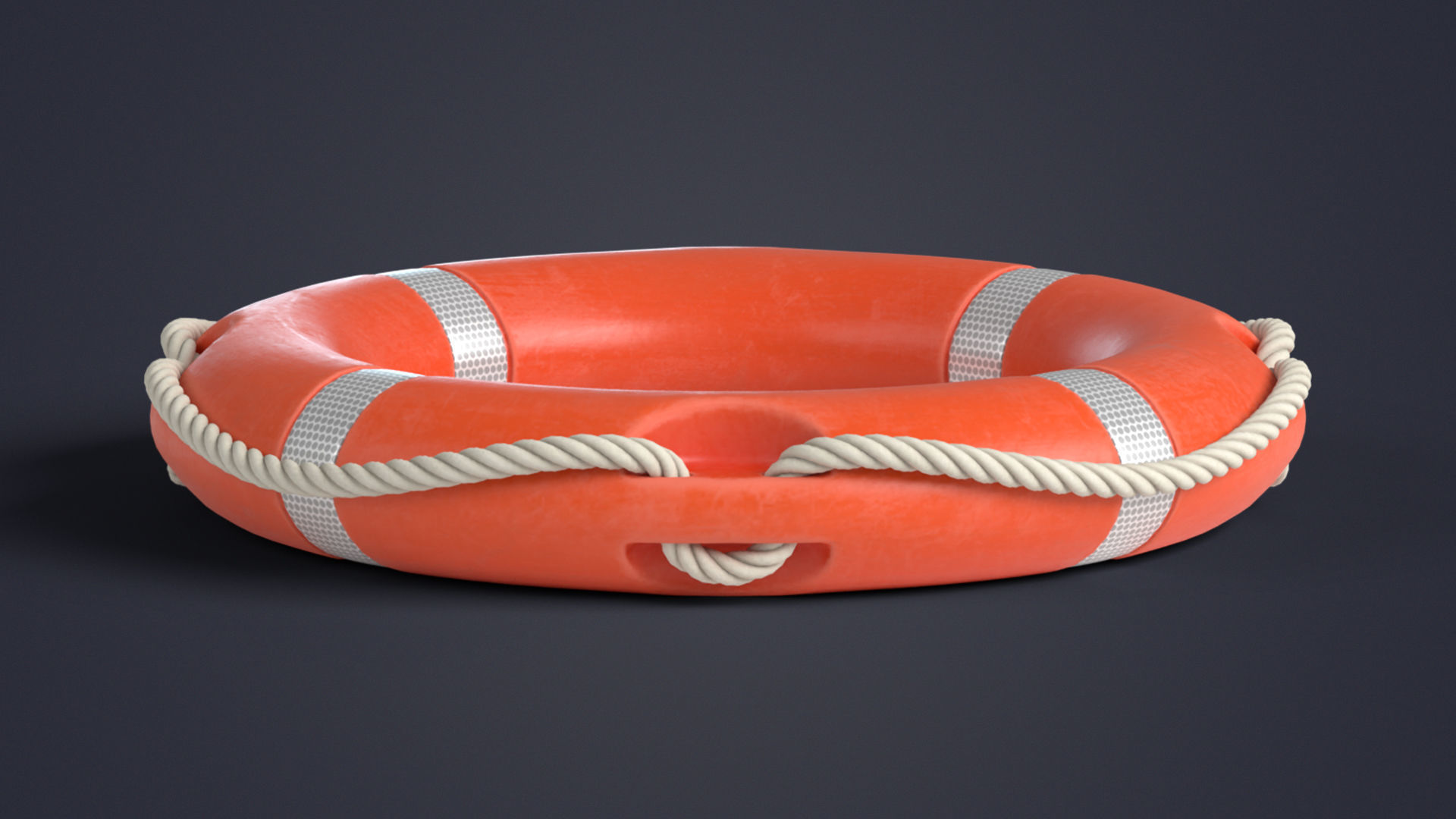 Lifebuoy orange life preserver Low-poly 3D model_6