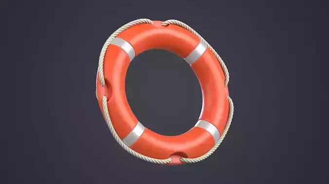 Lifebuoy orange life preserver Low-poly 3D model