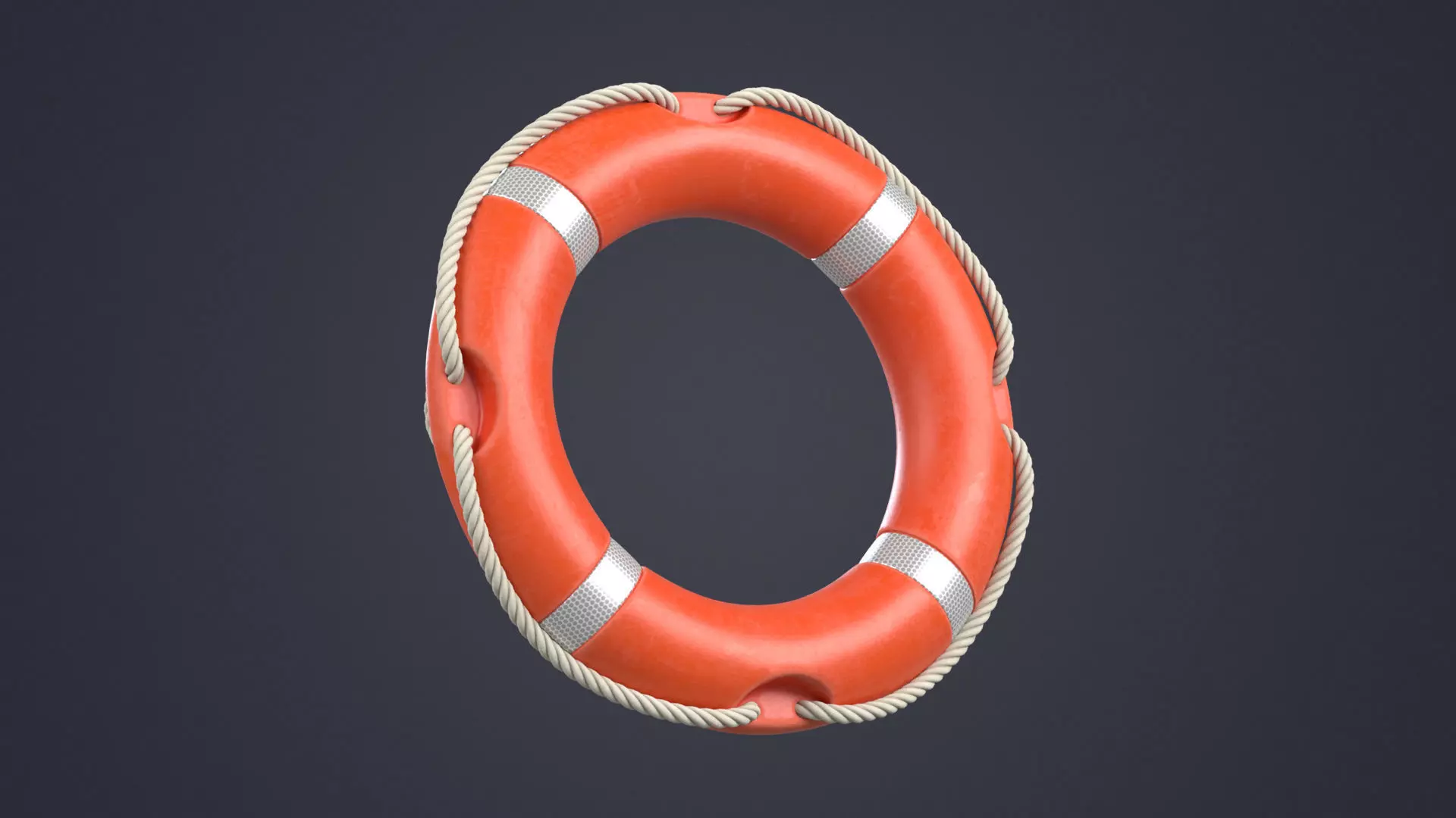 Lifebuoy orange life preserver Low-poly 3D model_0