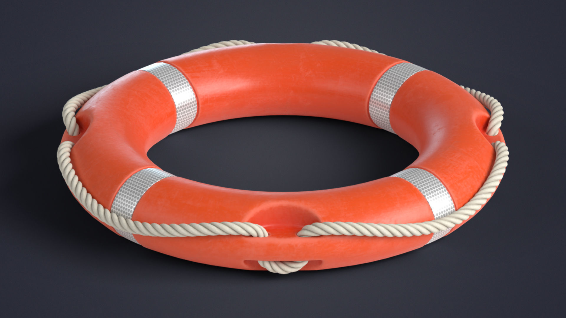 Lifebuoy orange life preserver Low-poly 3D model_5