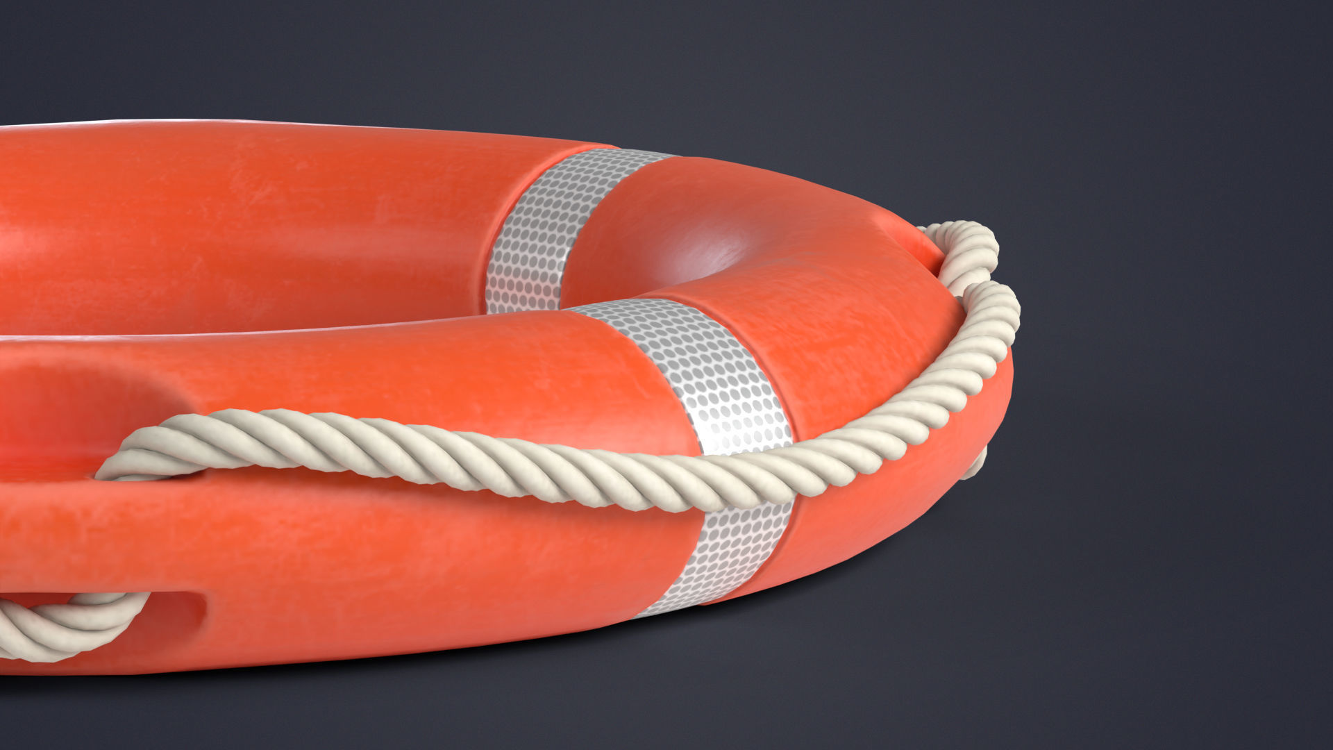 Lifebuoy orange life preserver Low-poly 3D model_7