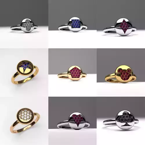 A package of fashion unique diamond rings 11 pcs 3d printable