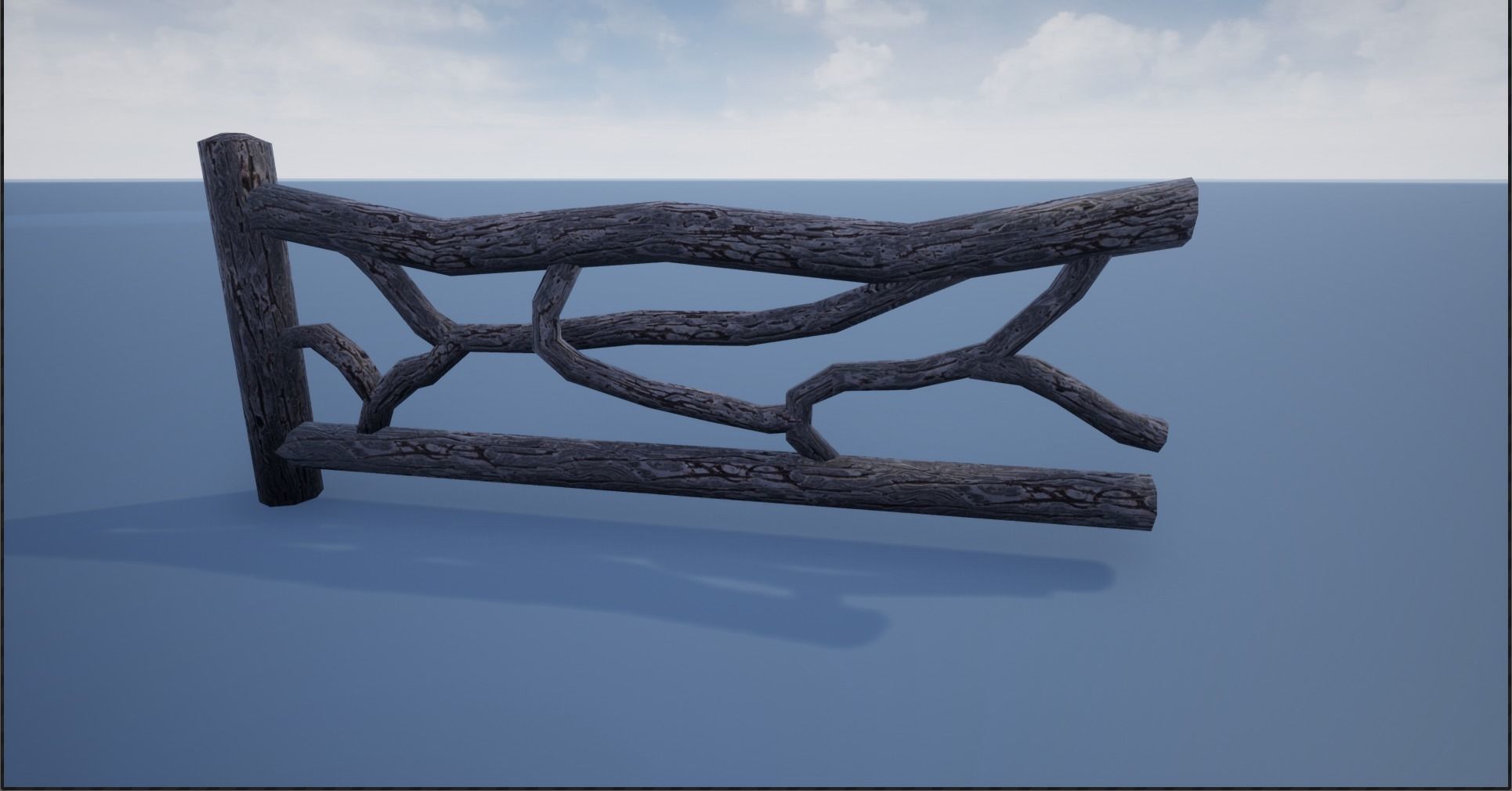 Modular Wooden Branch Fence Low-poly 3D model_14