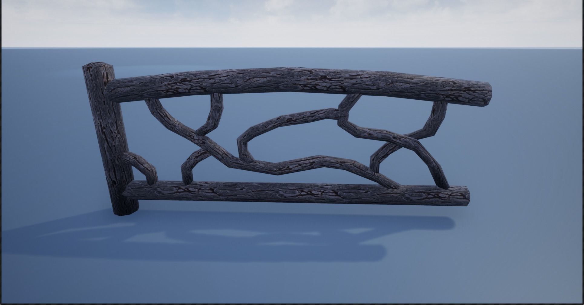 Modular Wooden Branch Fence Low-poly 3D model_12