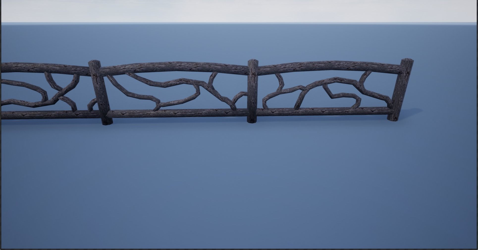 Modular Wooden Branch Fence Low-poly 3D model_7