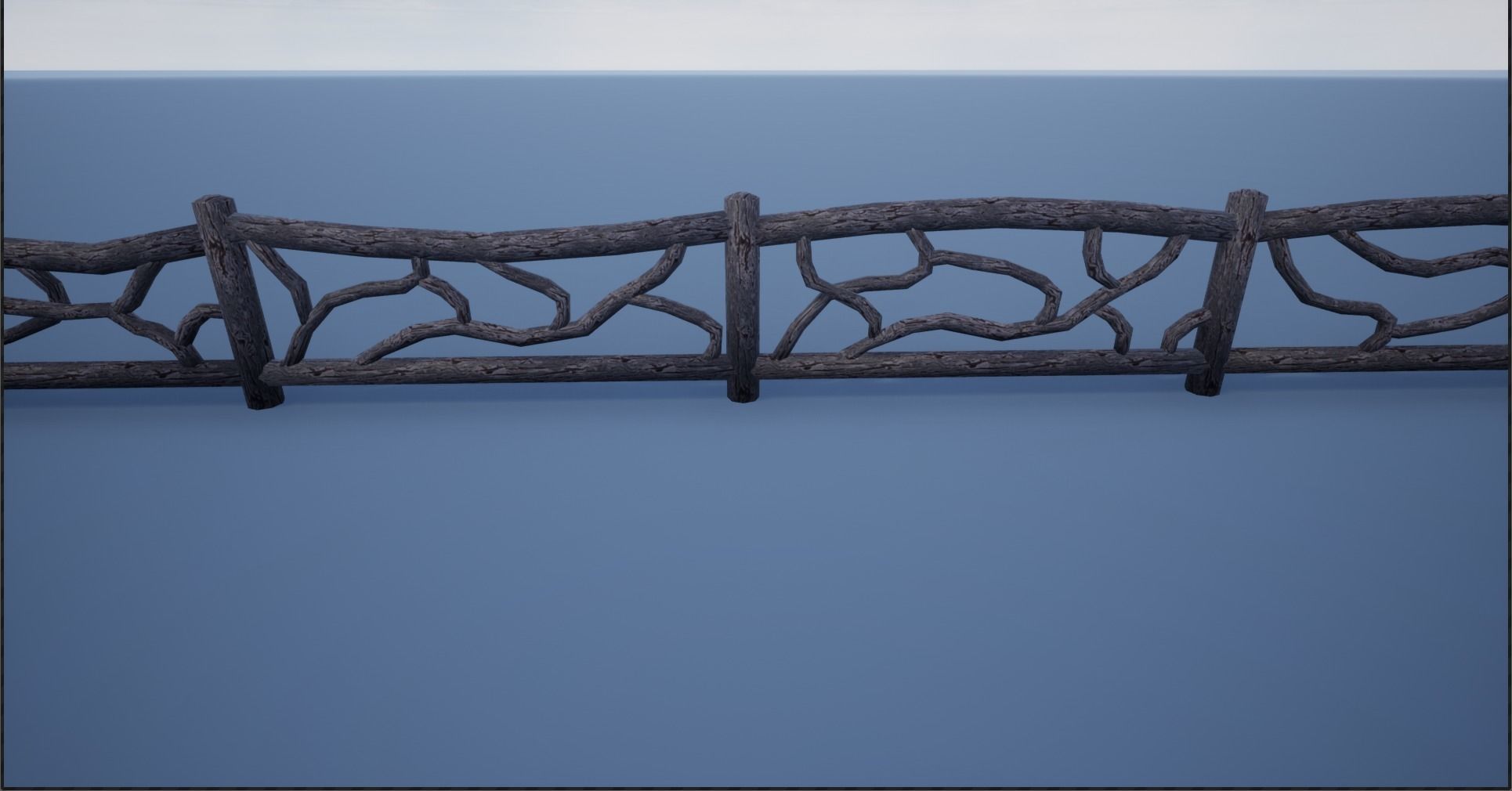 Modular Wooden Branch Fence Low-poly 3D model_8