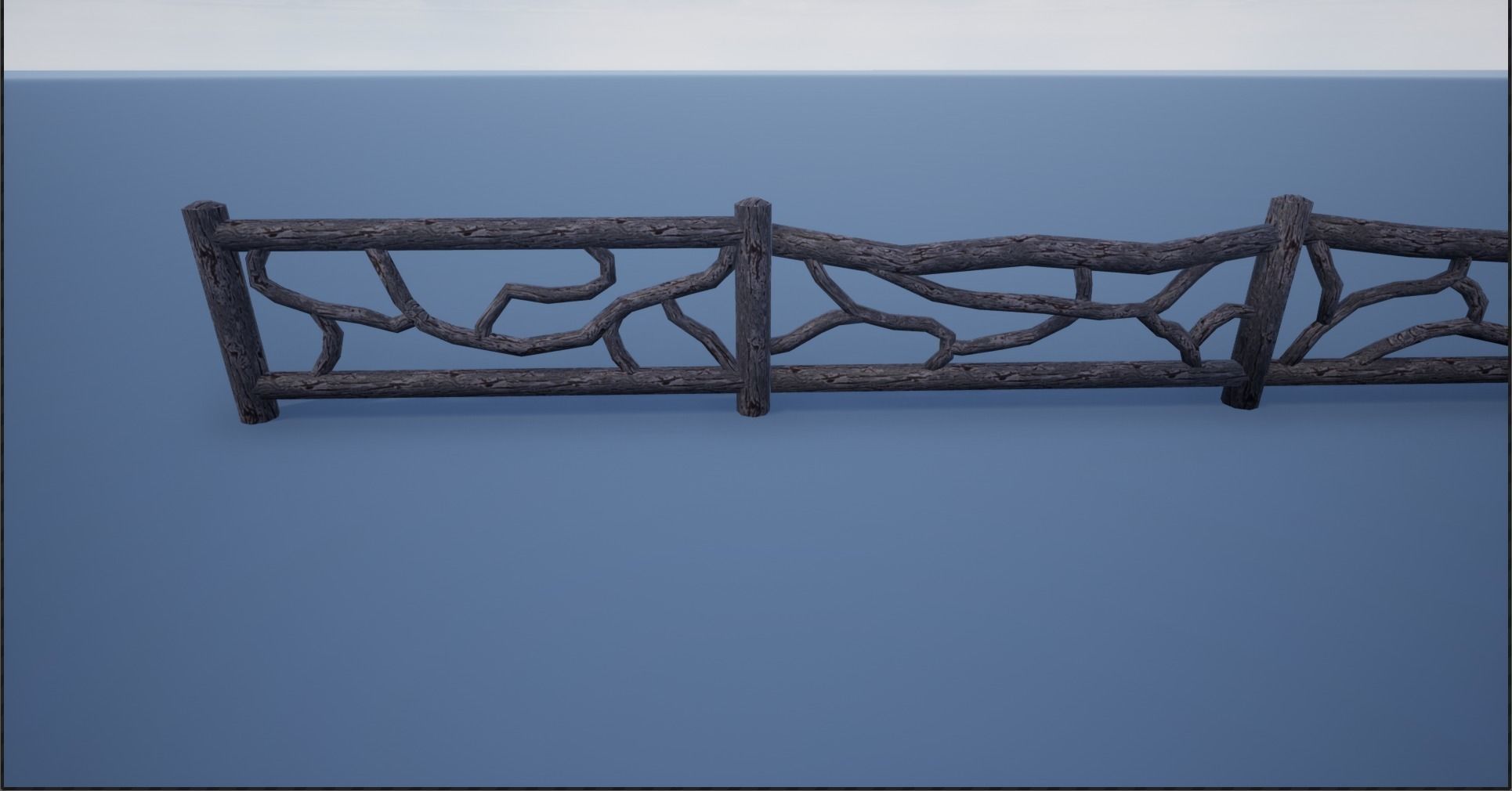 Modular Wooden Branch Fence Low-poly 3D model_9
