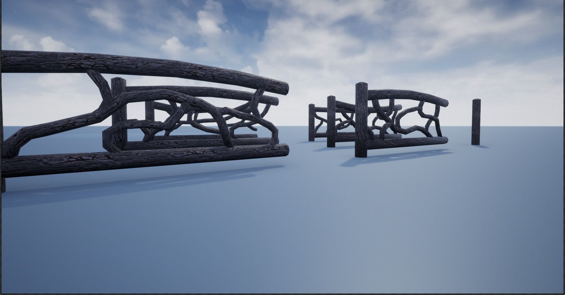 Modular Wooden Branch Fence Low-poly 3D model_3