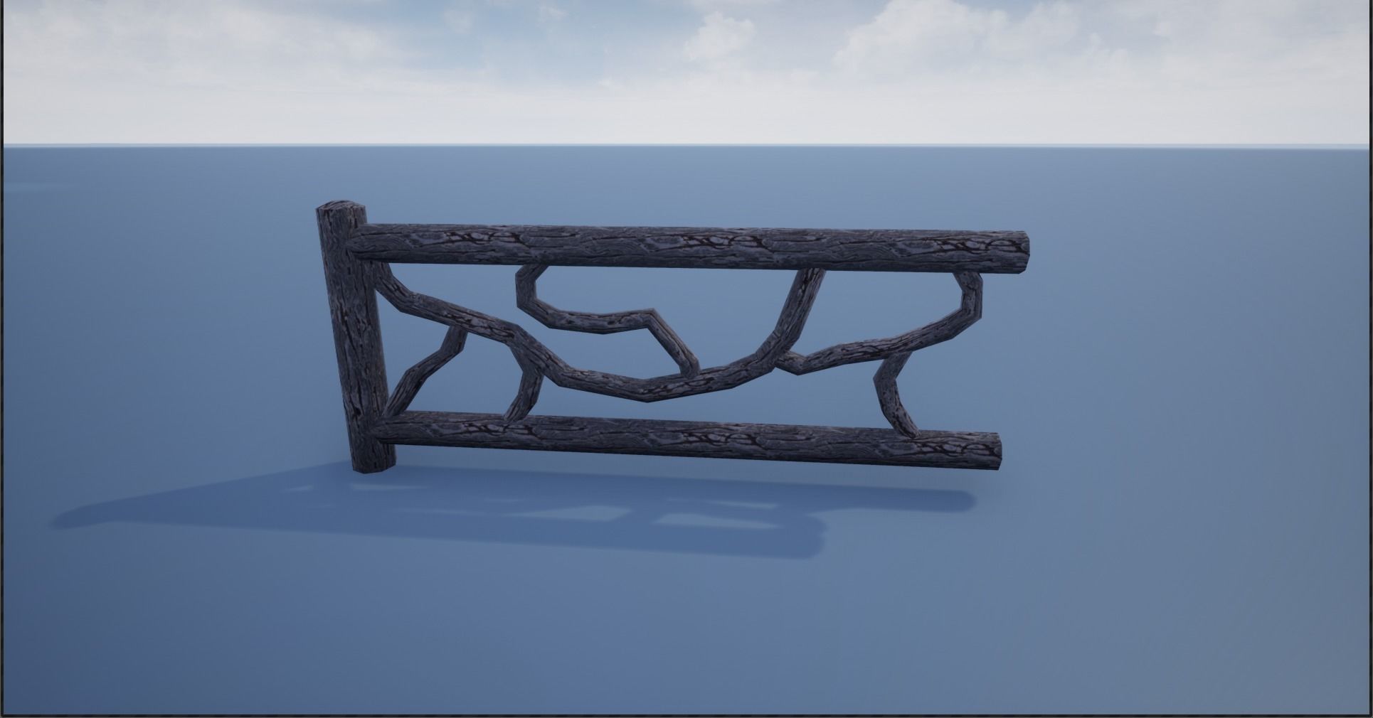 Modular Wooden Branch Fence Low-poly 3D model_15