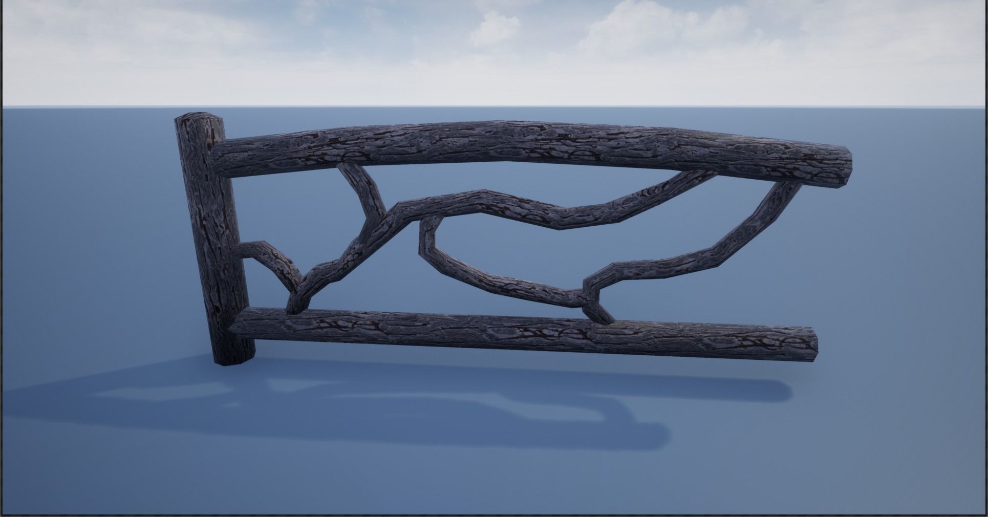 Modular Wooden Branch Fence Low-poly 3D model_11