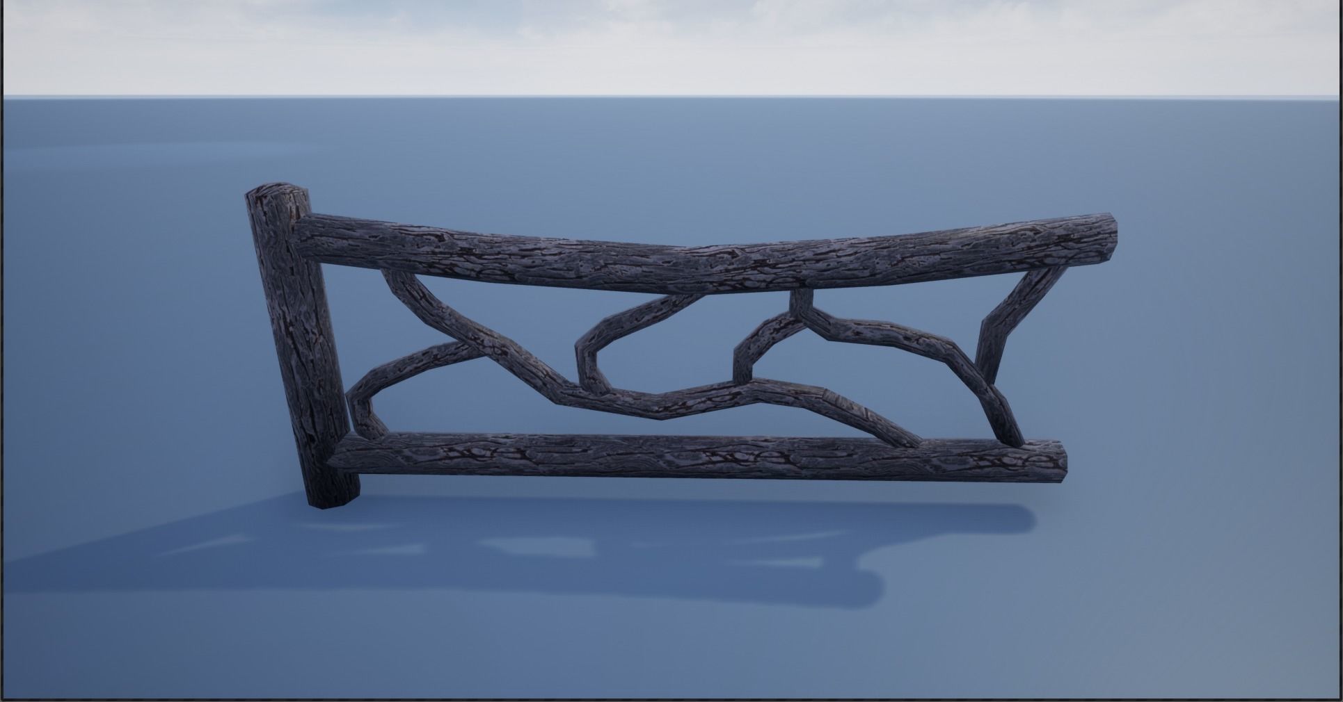 Modular Wooden Branch Fence Low-poly 3D model_13