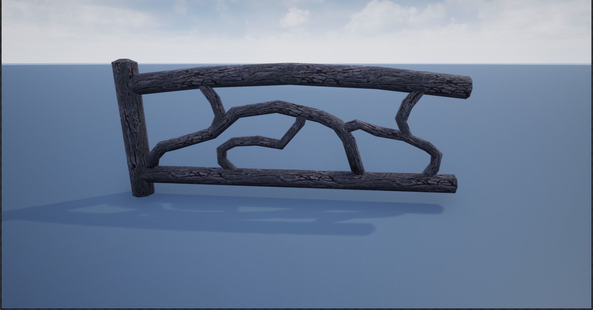 Modular Wooden Branch Fence Low-poly 3D model_10