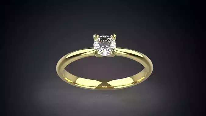1 solitaire ring model gem size 4mm 3D print model