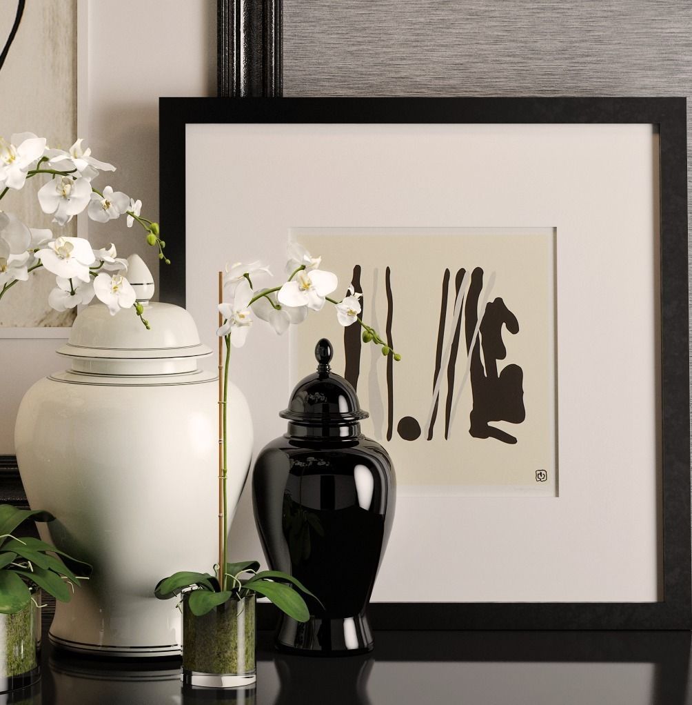 Decoration set 1 table with two vases and lamp 3D model_2