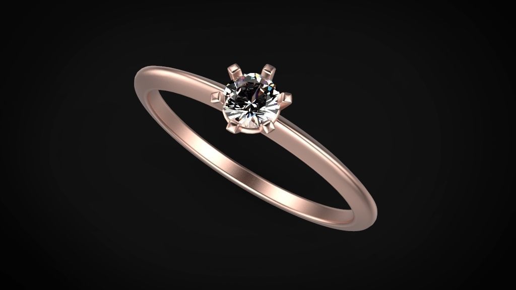 solitaire ring model gem size 3 model 3D print model_2