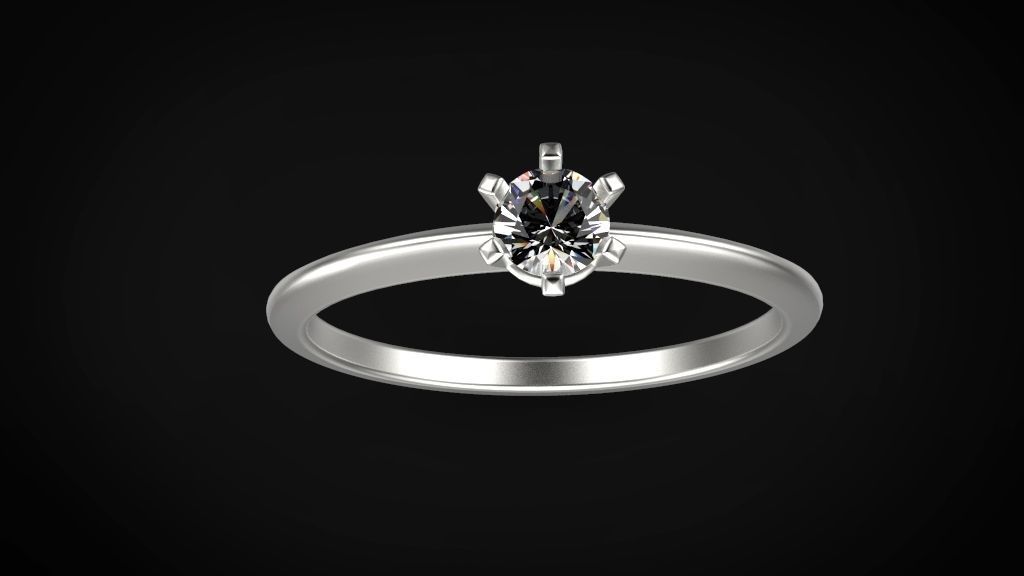 solitaire ring model gem size 3 model 3D print model_5