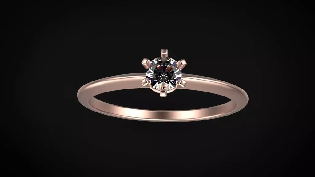 solitaire ring model gem size 3 model 3D print model_0