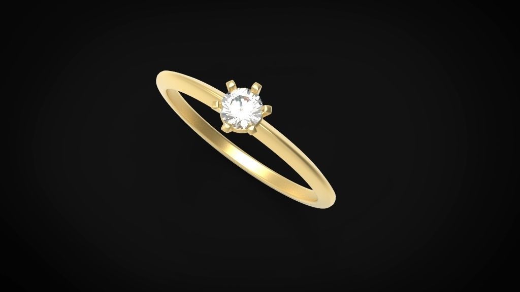 solitaire ring model gem size 3 model 3D print model_8