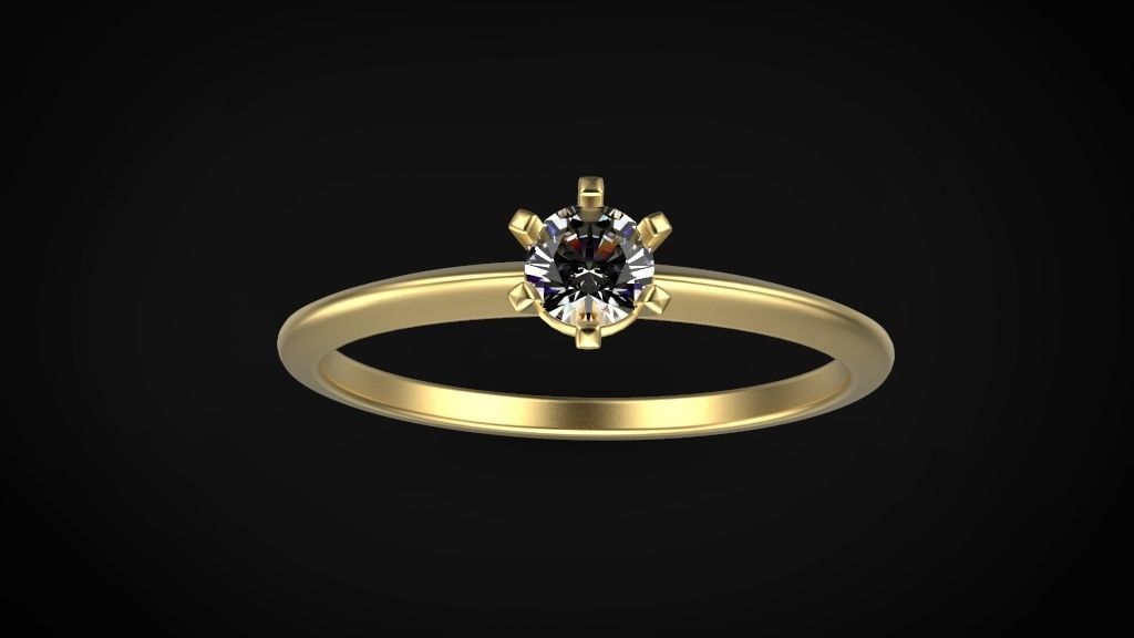 solitaire ring model gem size 3 model 3D print model_3