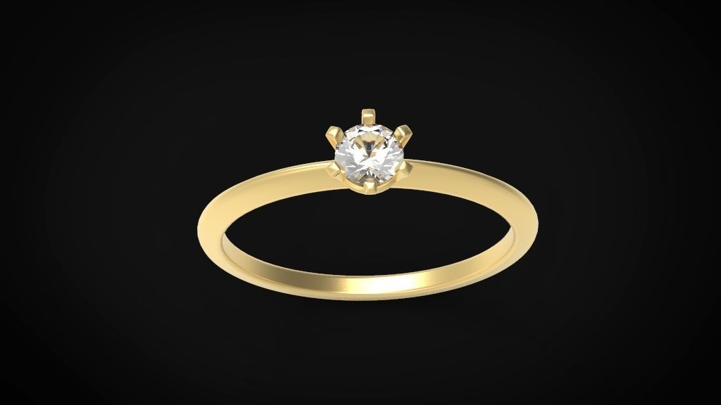 solitaire ring model gem size 3 model 3D print model_1