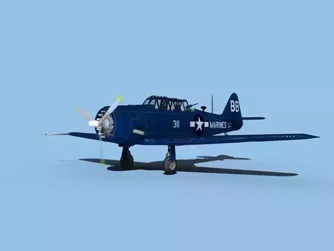 North American SNJ armed V07 US Marines 3D model