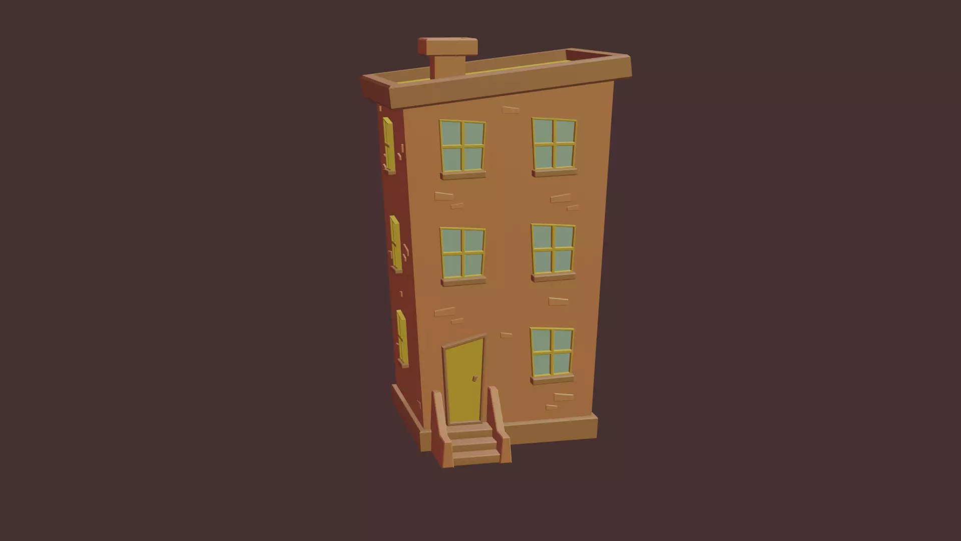 Cartoon house Low-poly 3D model_0