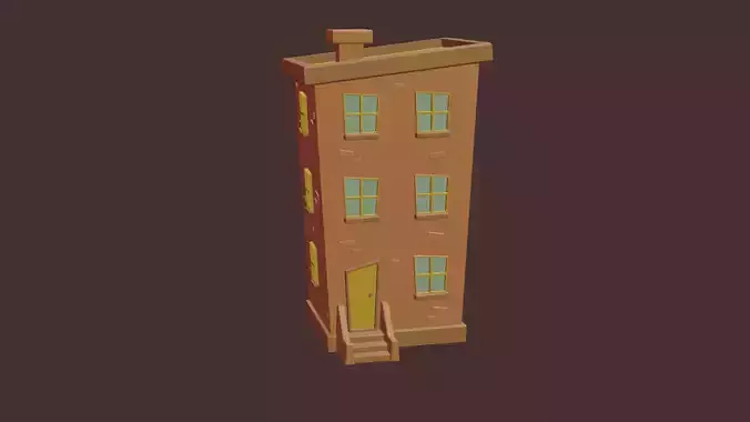Cartoon house Low-poly 3D model