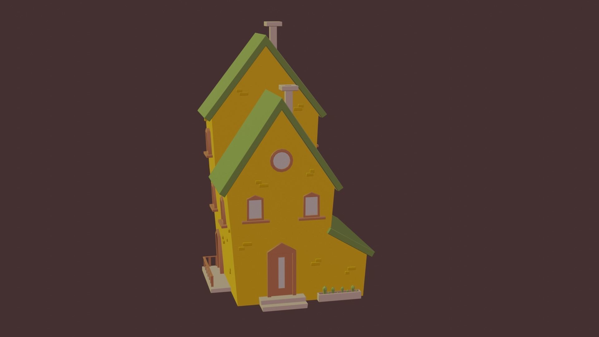 Cartoon house Low-poly 3D model_4