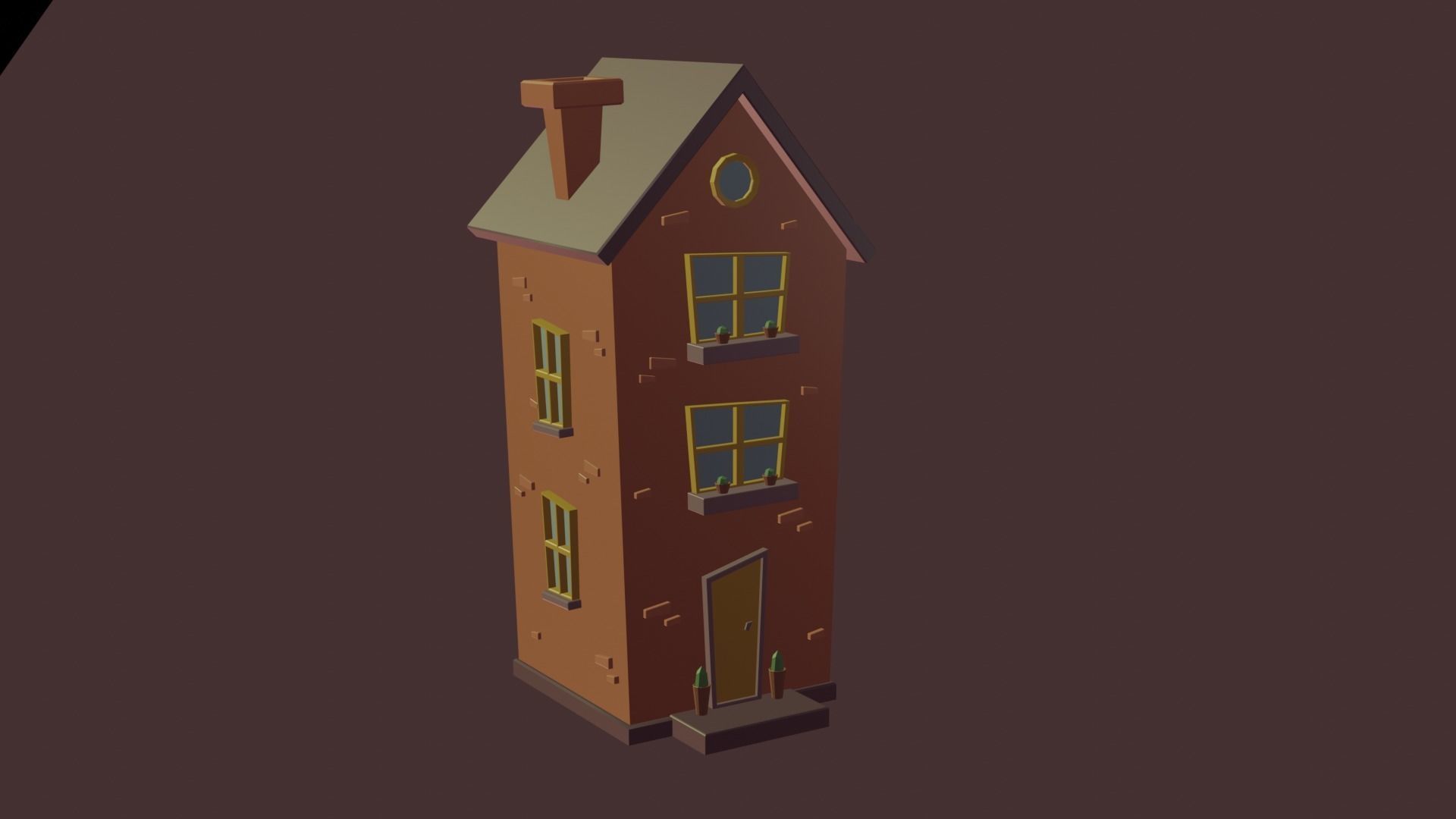 Cartoon house Low-poly 3D model_5