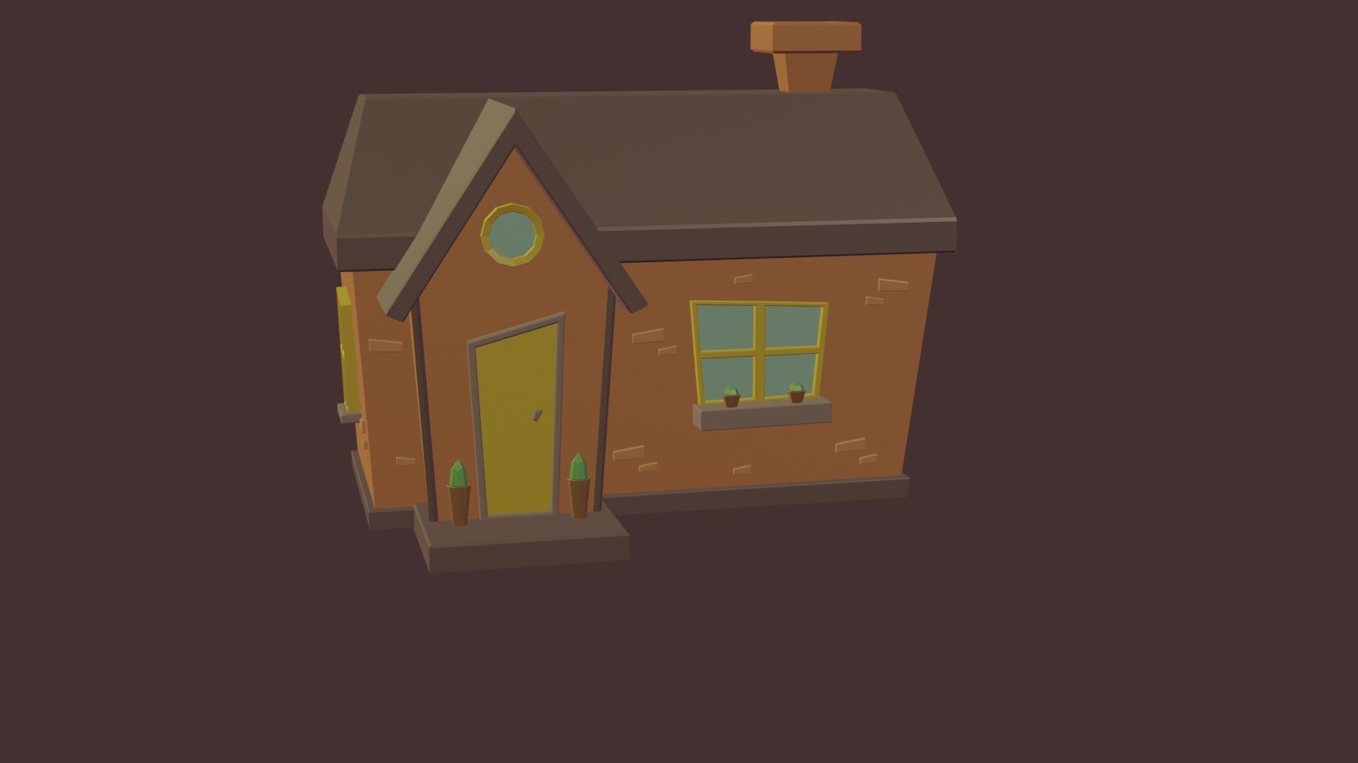 Cartoon house Low-poly 3D model_3