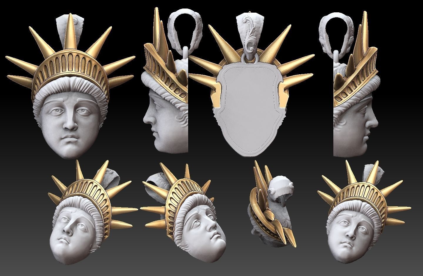 liberty statue pendant 3dmodel 3D print model_2