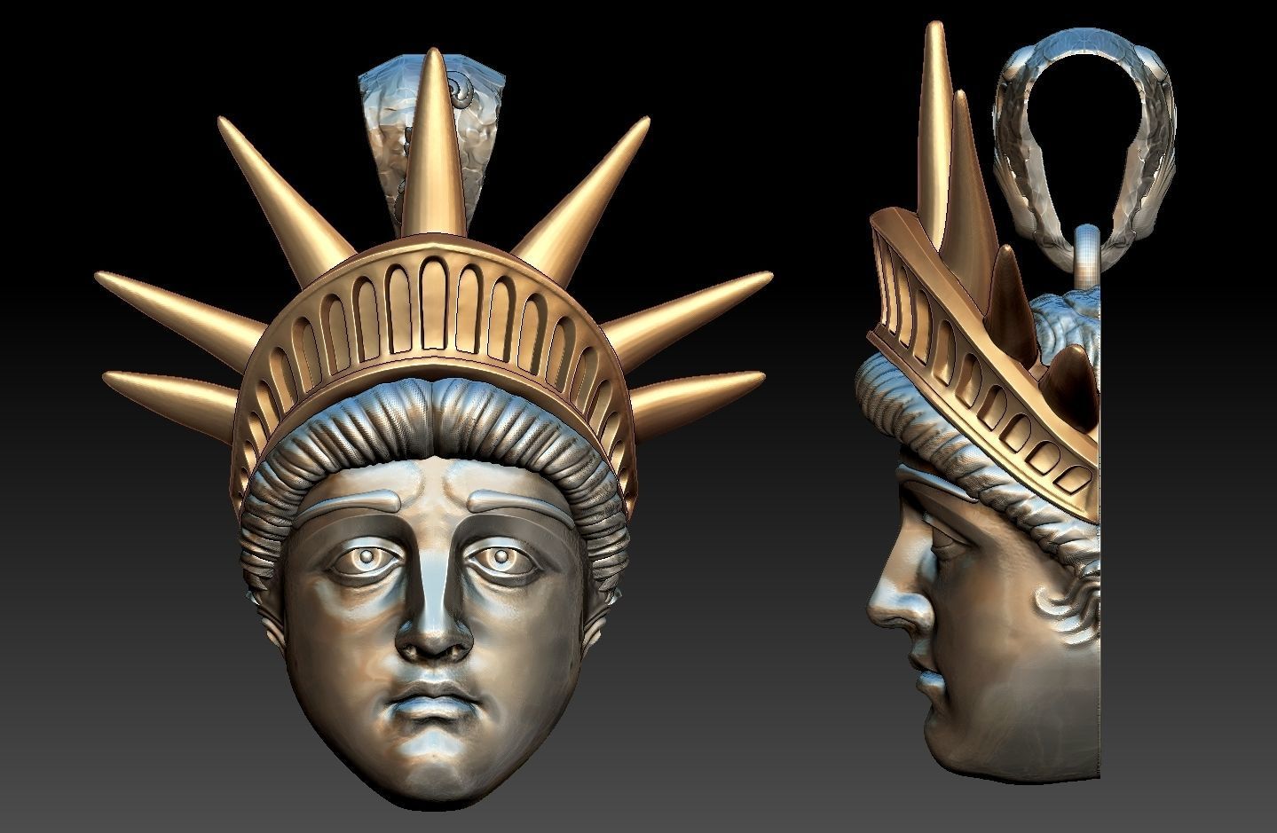 liberty statue pendant 3dmodel 3D print model_7