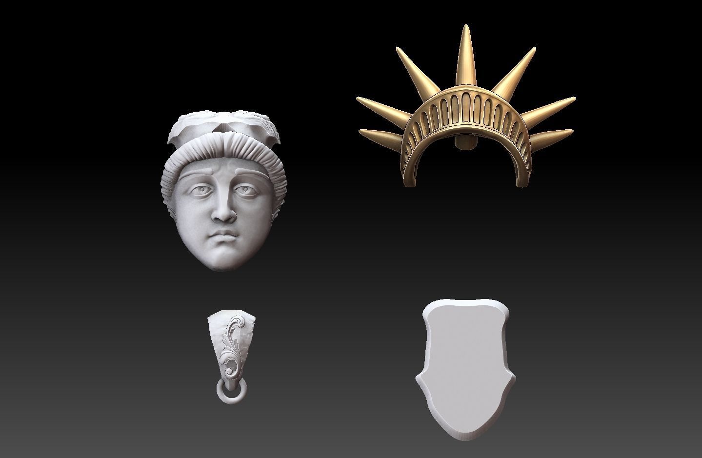 liberty statue pendant 3dmodel 3D print model_8