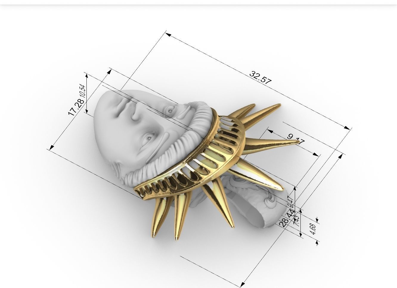 liberty statue pendant 3dmodel 3D print model_5