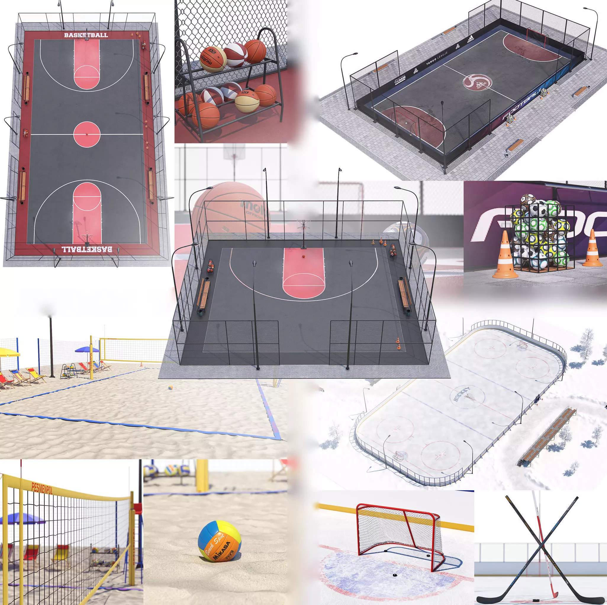 Sports playgrounds 3D Model Collection_0