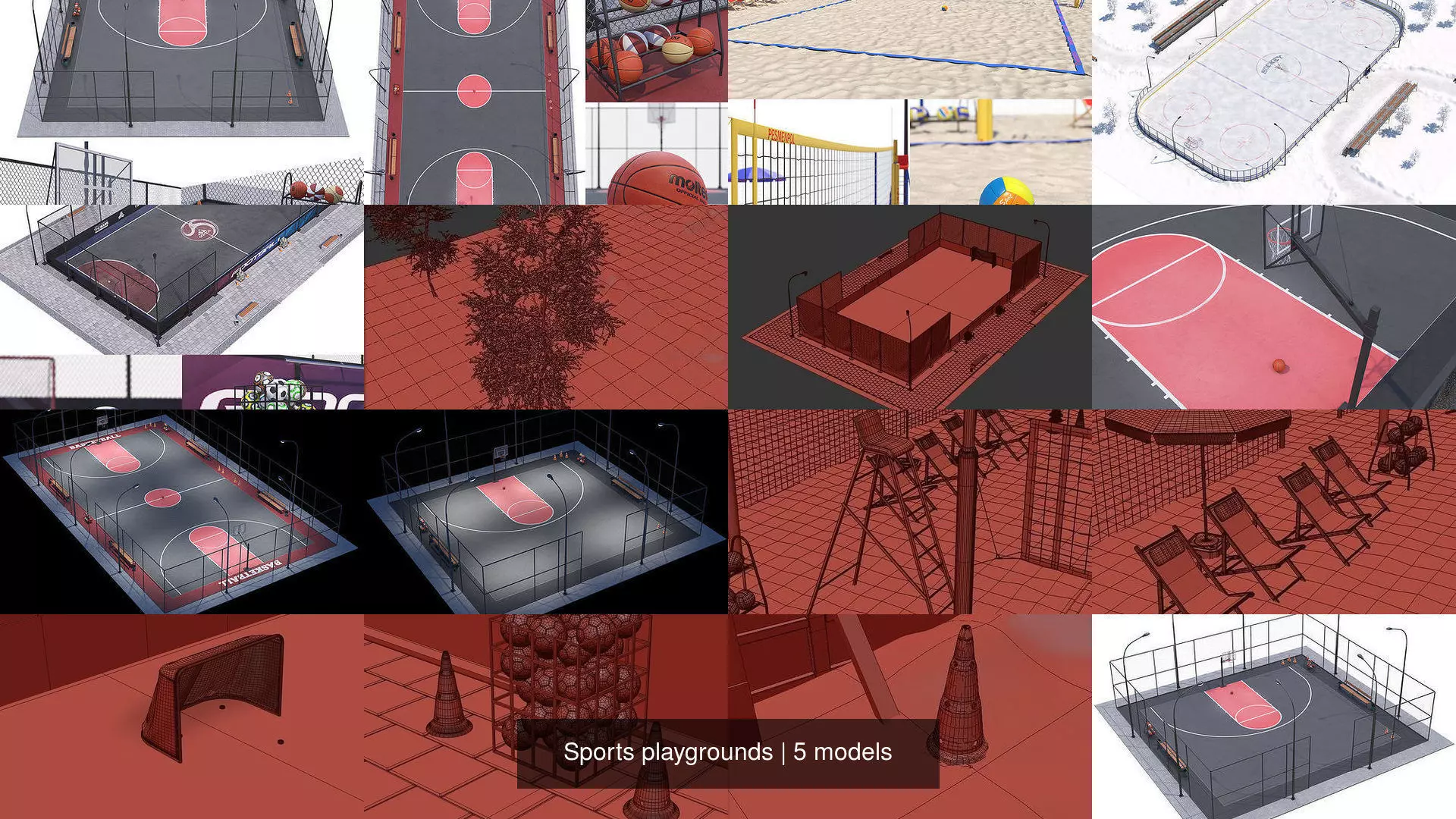 Sports playgrounds 3D Model Collection_1