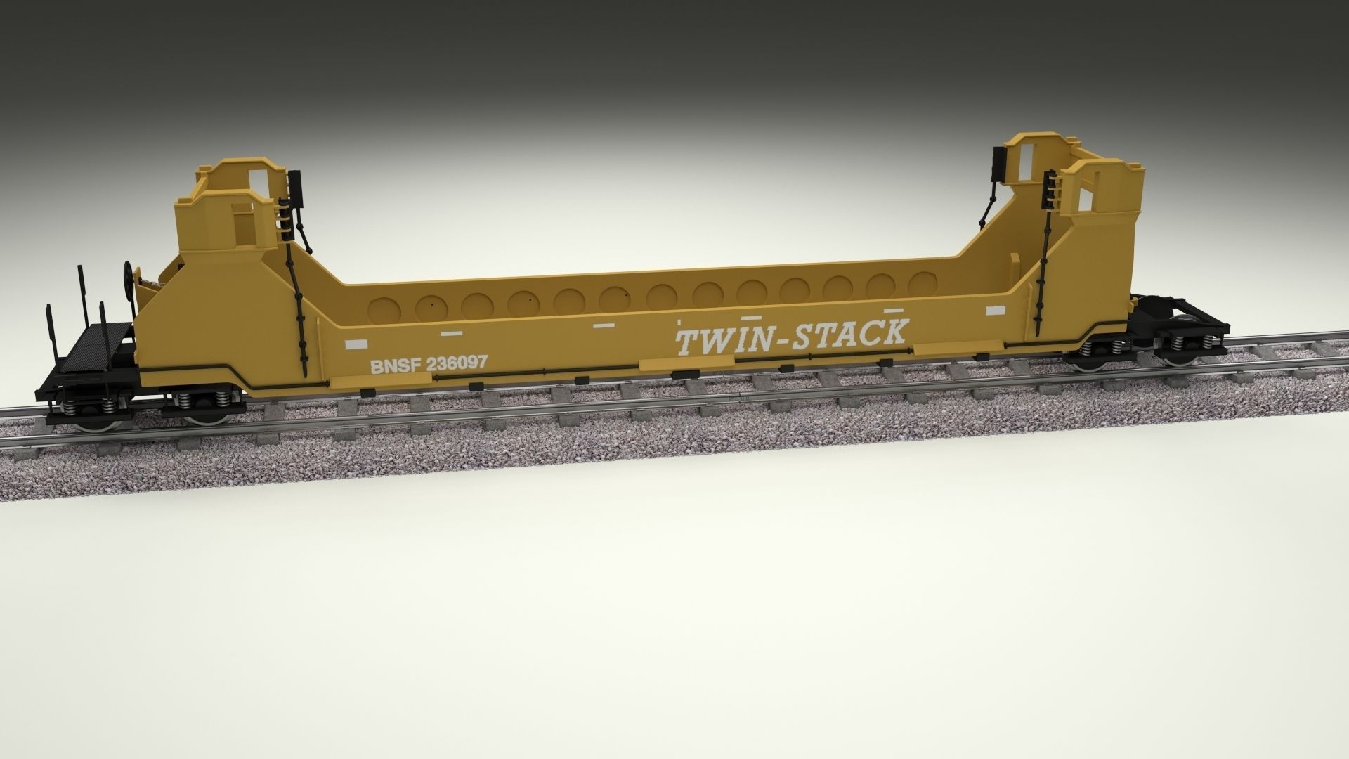 Yellow Train Well Car 3D model_8