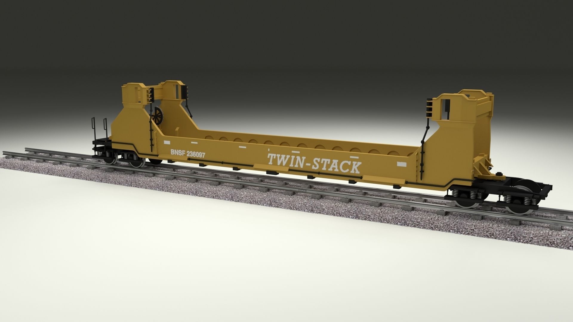 Yellow Train Well Car 3D model_4