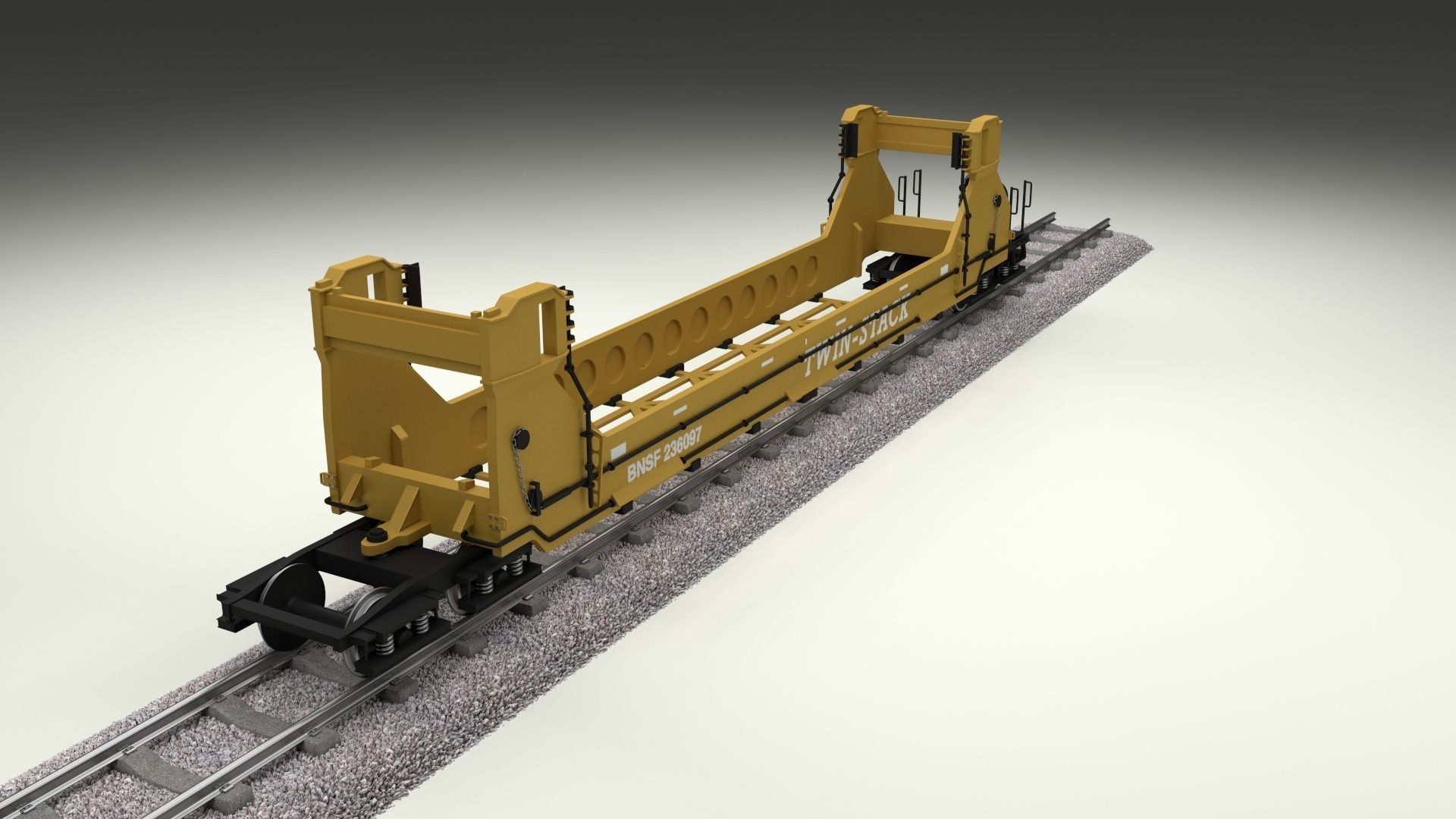 Yellow Train Well Car 3D model_7