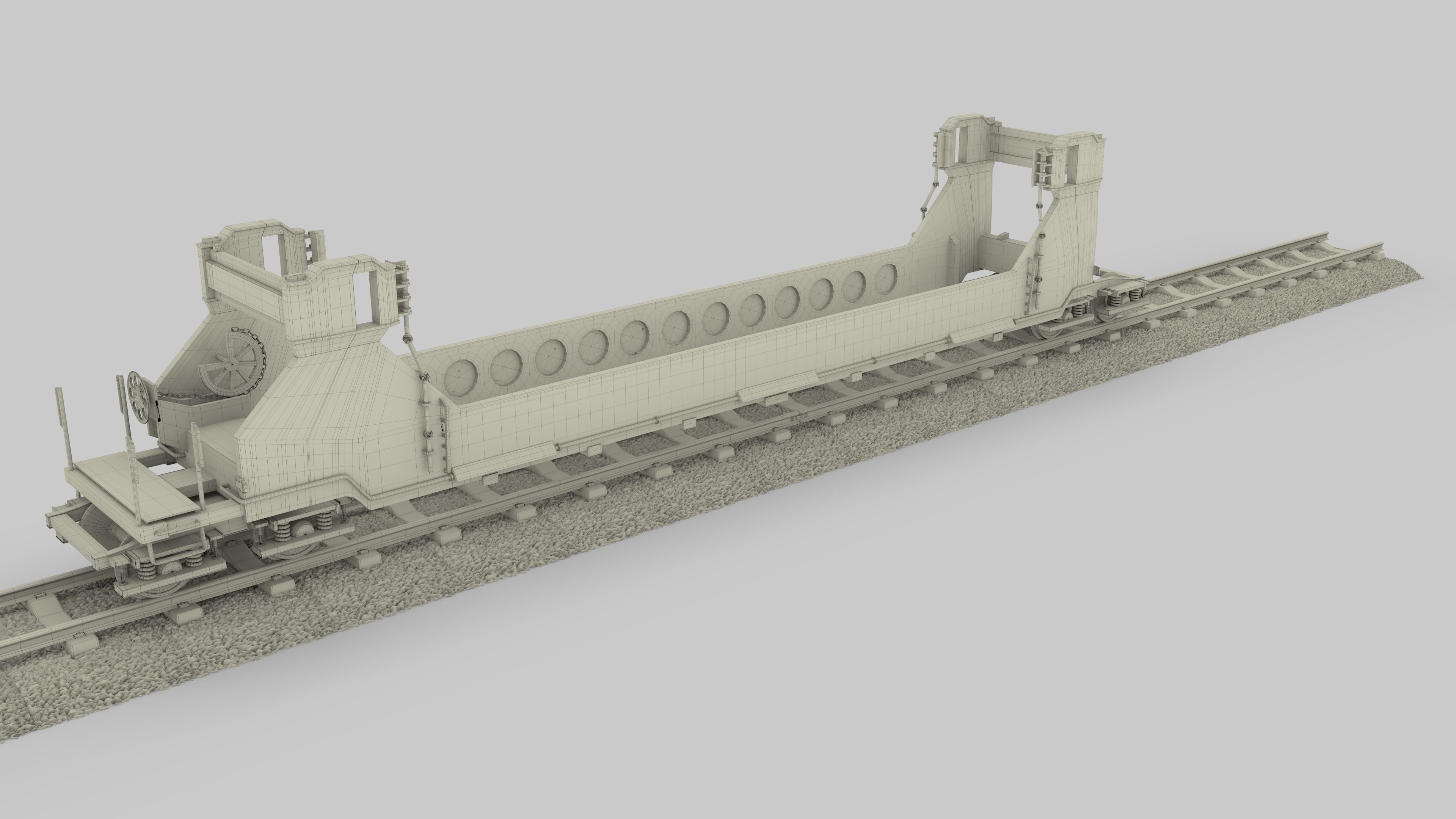 Yellow Train Well Car 3D model_21