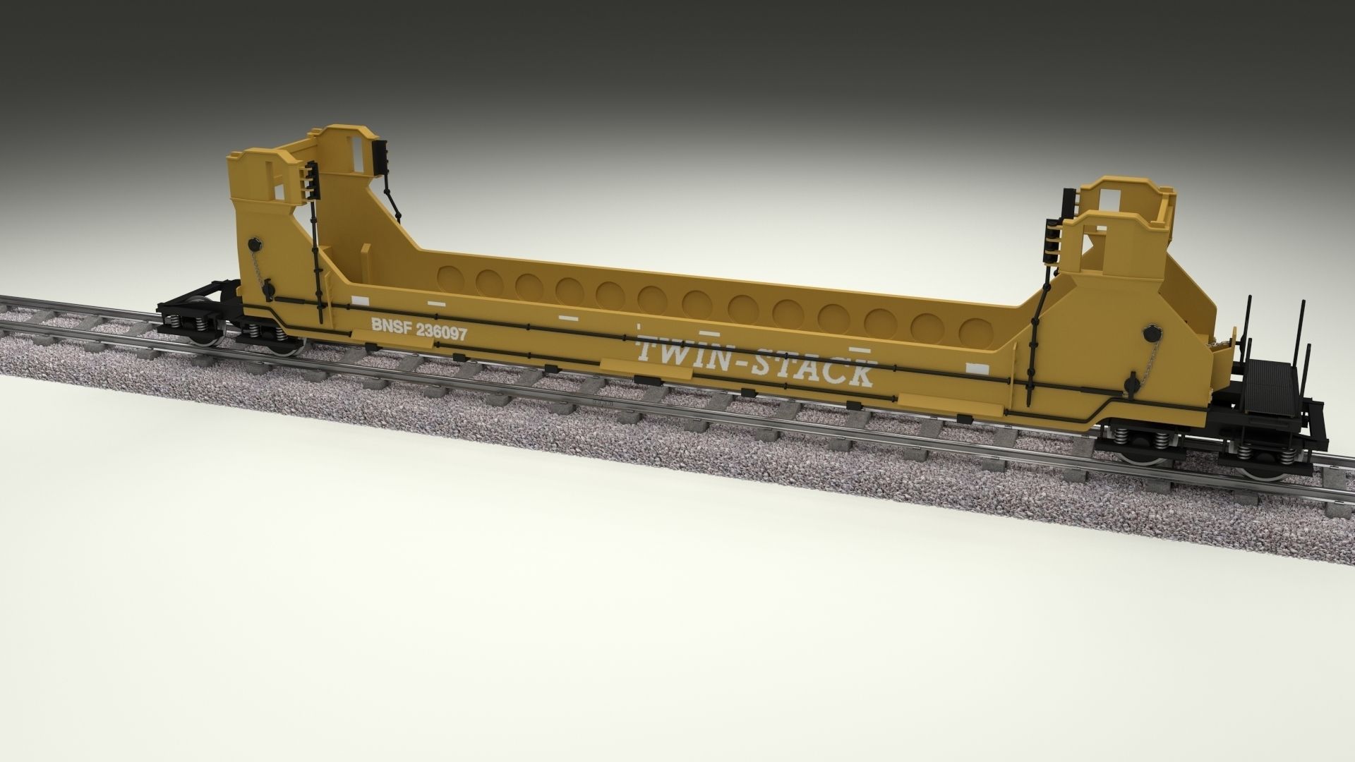 Yellow Train Well Car 3D model_1