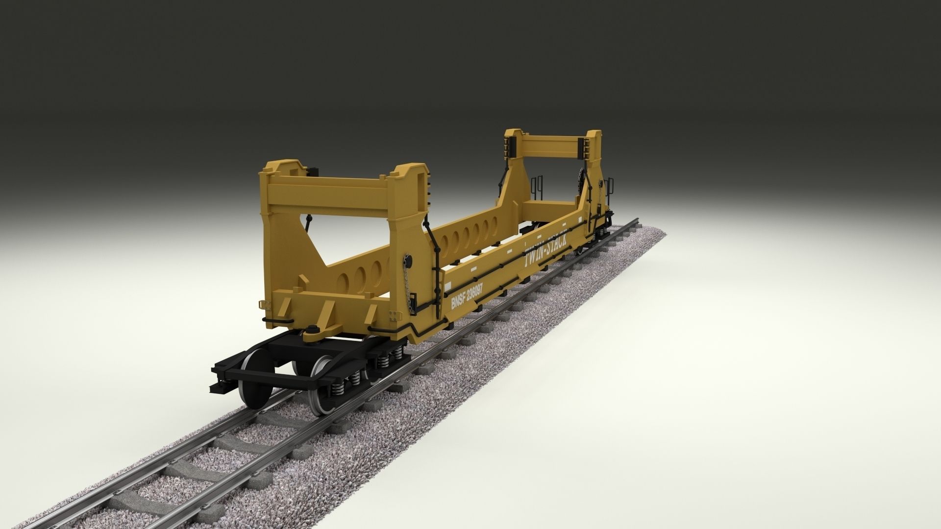 Yellow Train Well Car 3D model_5