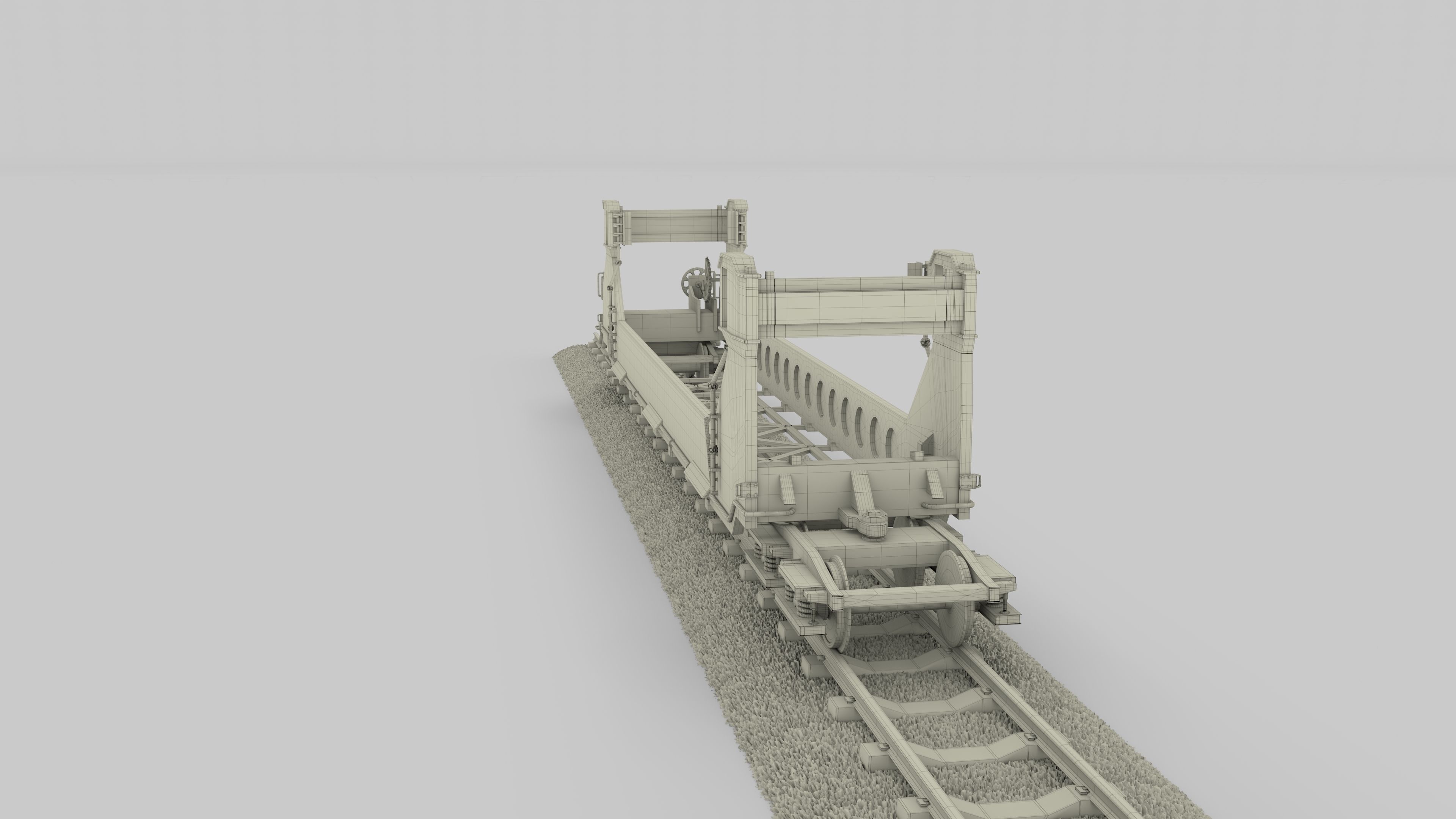 Yellow Train Well Car 3D model_16