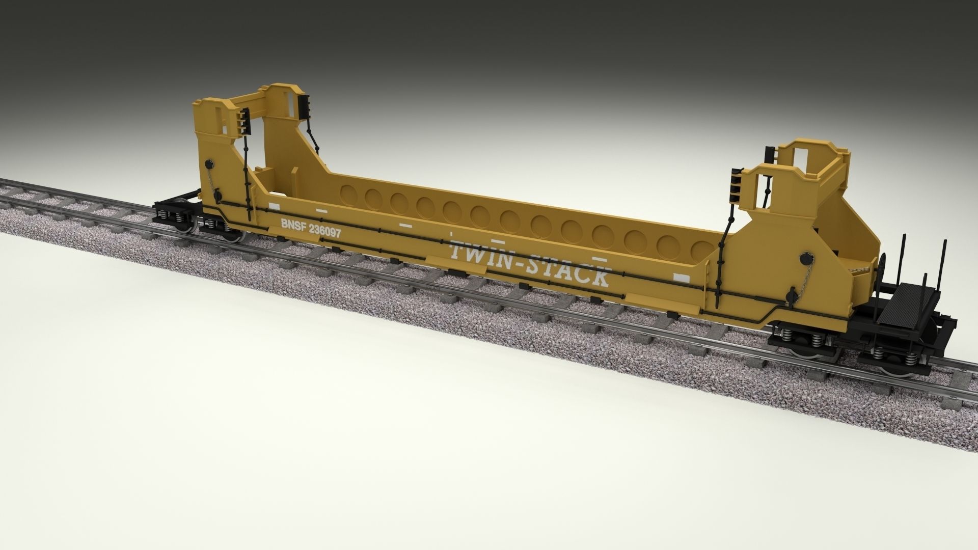 Yellow Train Well Car 3D model_10