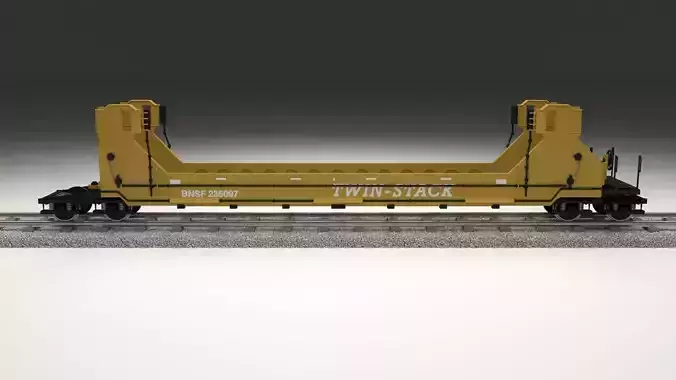 Yellow Train Well Car 3D model